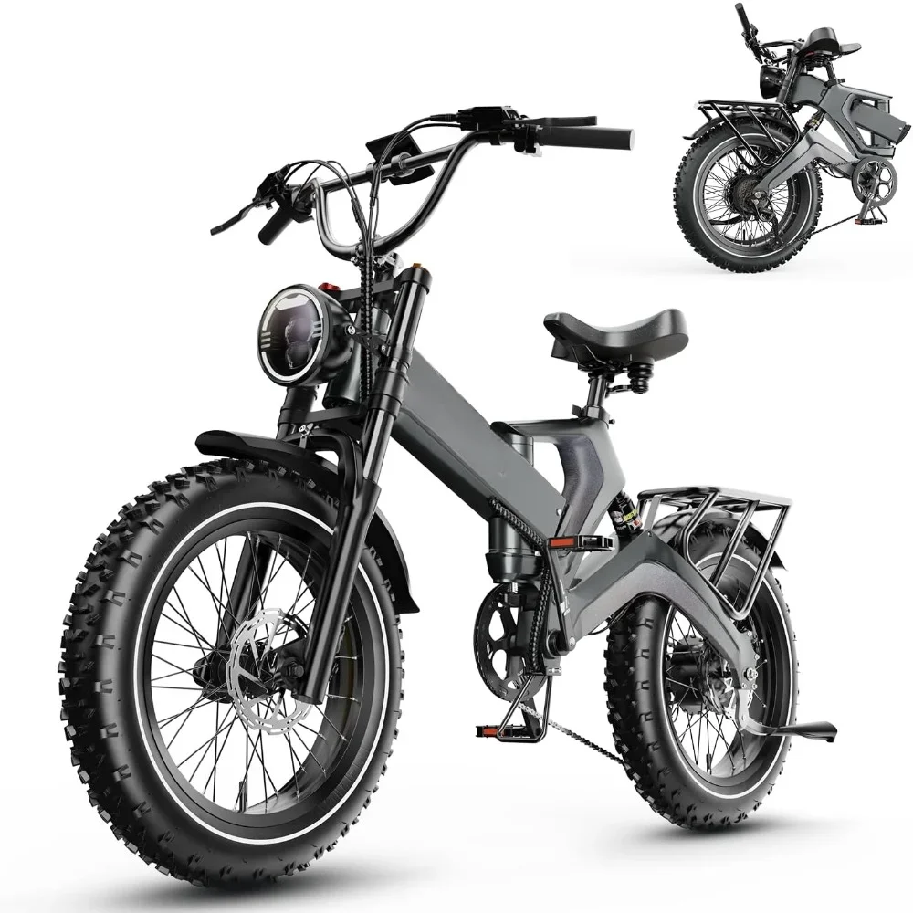 2000W Motor Folding Electric Bike for Adults,35MPH 100 Miles Long Range,48V 25Ah Removable Battery, 20