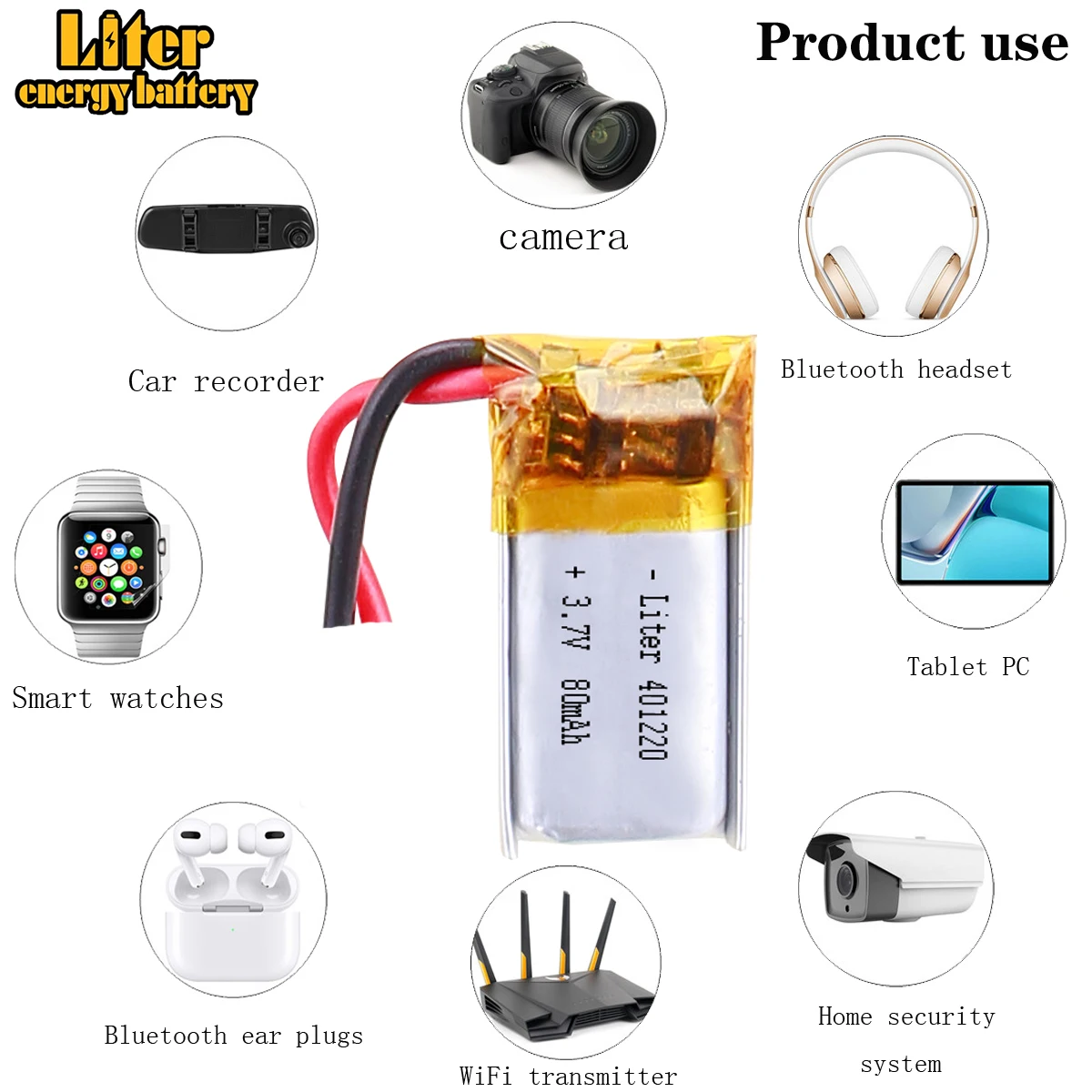 A product factory direct 3.7V lithium polymer battery built-in rechargeable battery 401220 100mah 401221 Bluetooth Headset
