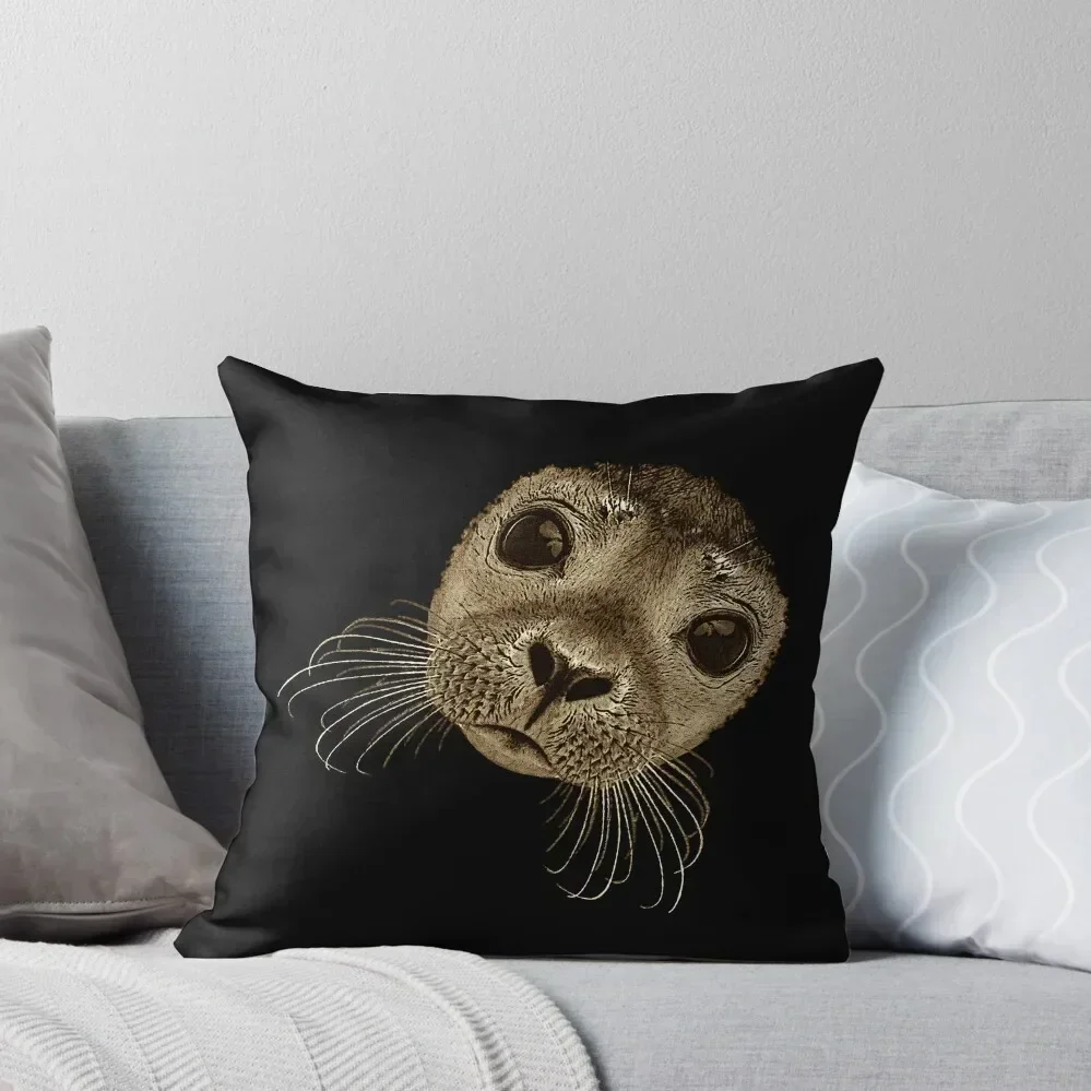 

seal face, cute aquatic animals, super cute animal motifs Throw Pillow pillows decor home Plaid Sofa pillow