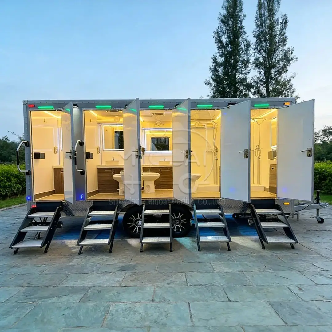 Hygienic Portable Restroom Trailer for Construction Sites Festivals - Mobile Bathroom with Toilet Sink Urinal
