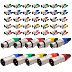 5/20/100PCS 3Pin XLR Plug Audio Connector 3Core Microphone Plug Speaker Connector Male & Female Colour Mic Connector