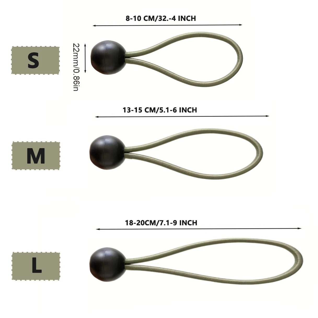 Ball Bungee Cords 4/6/9 Zoll, 50 Stück Tarp Ball Bungee Ties Heavy Duty Canopy Tie Downs für Camping, Zeltstangen mit UV-beständig – Detail 4