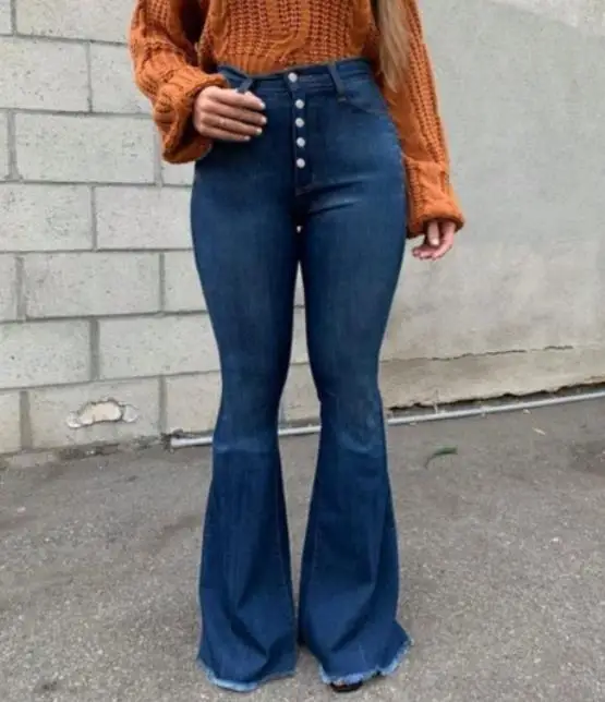 

Women's Jeans Spring and Autumn Washed Slim Fit High Waisted Jeans Flared Pants Simple Casual Retro Fashion Floor Pants