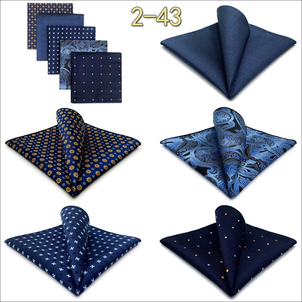 5-teiliges Herren-Einstecktuch-Set, verschiedene Einstecktücher, mehrere Stile, Paisley- und Blumenmuster, Anzug, groß, 32 cm, Business-Accessoires – Detail 28