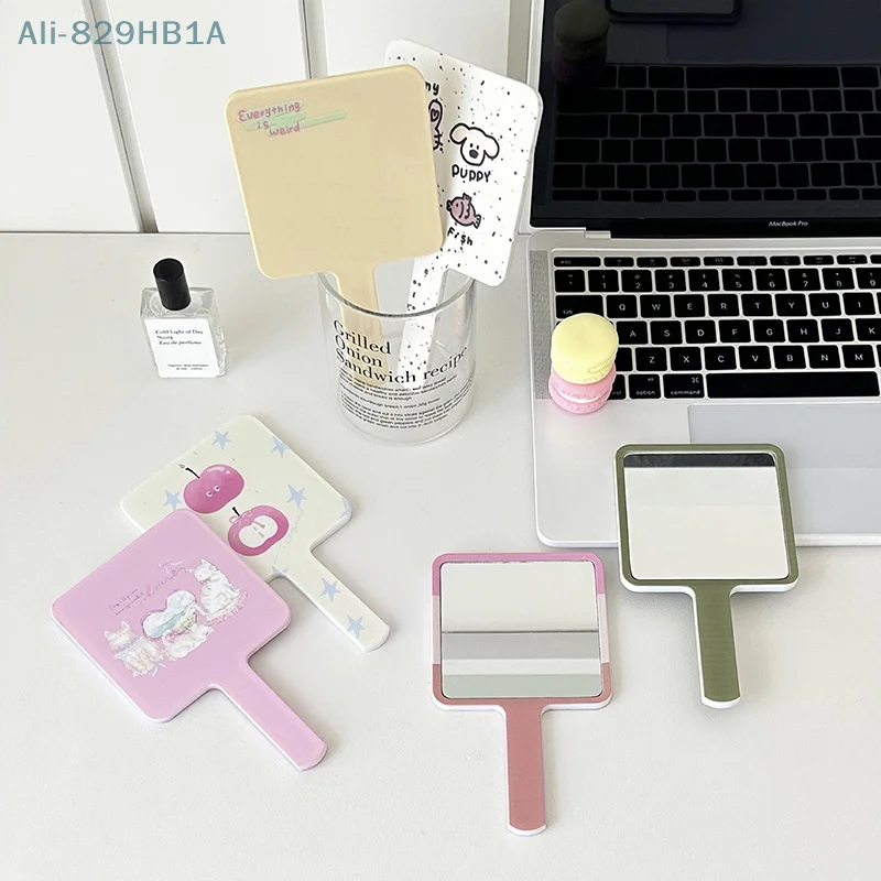 1Pc Handheld Makeup Mirror Square Mirror Female Handle Makeup Cosmetic Beauty Tools Handheld Vanity Make Up Mirror Makeup Tools