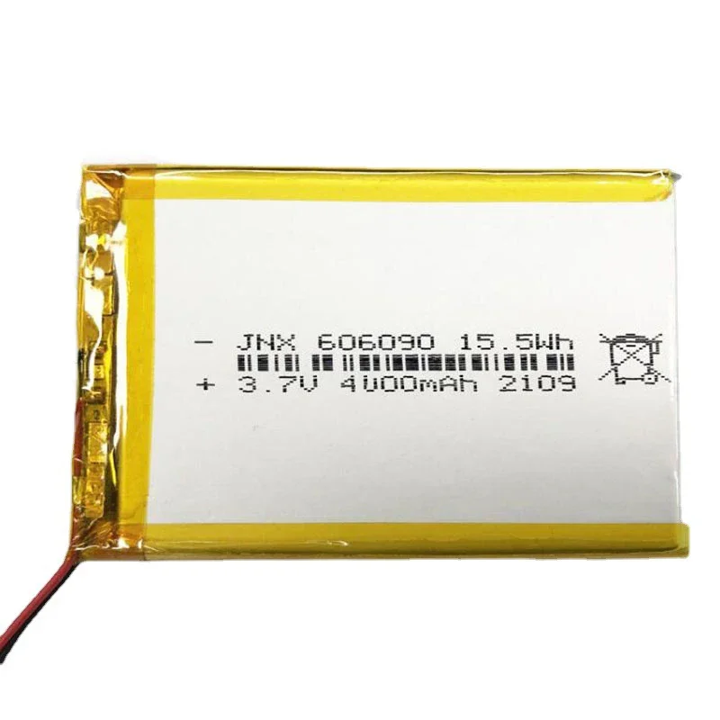 1-6PCS 606090 4000mah 3.7V Li-polymer Battery for Mobile Power Solar Street Lamp Charging Power Bank Laptops with Add Board Wire