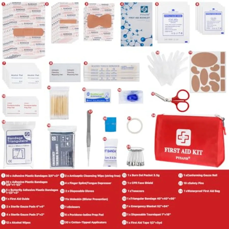 Kit di pronto soccorso piccolo completo da 150 pezzi con coperta di emergenza riflettente e forbici di sicurezza Borsa medica portatile compatta I