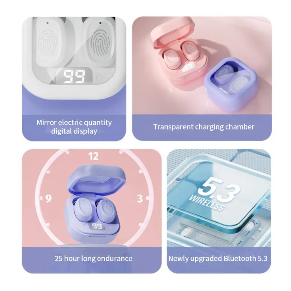 Гарнитура By18 Tws с сенсорным управлением и шумоподавлением, 5,3 басов, светодиодный дисплей для наушников