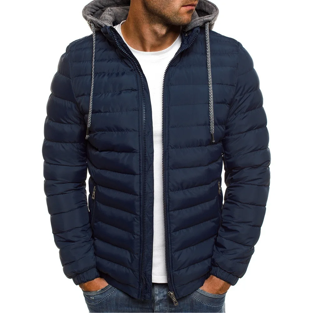 2024 New Men\'s Parka Solid Hooded Winter Jacket Casual Warm Clothes Mens Overcoat Streetwear Puffer Jacket Male Coat Oversized