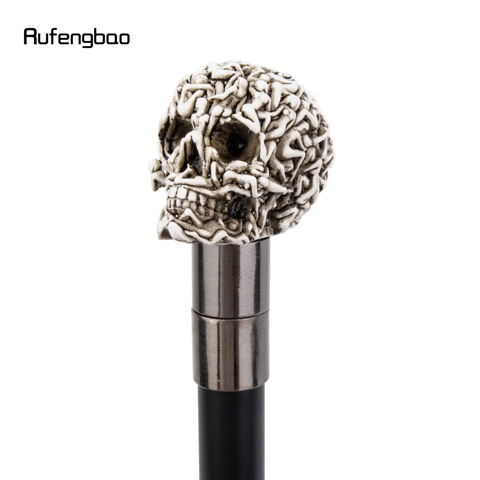 White Resin Skull Head Walking Cane Fashion Decorative Stick Elegant Cosplay Cane Knob Crosier 92cm  Performance Stage Cane view 5