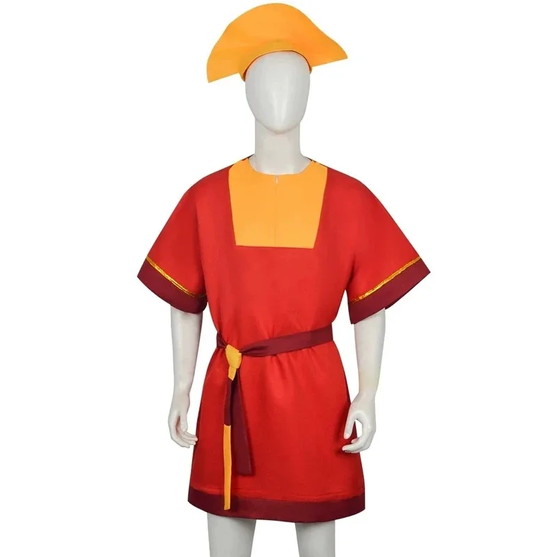 

Аниме Император Кузько Косплей Костюм Король Комбинезон Желтый Шляпа Пояс Наряды Хэллоуин Необычная Униформа Маскировка Сценическая Одежда Представление