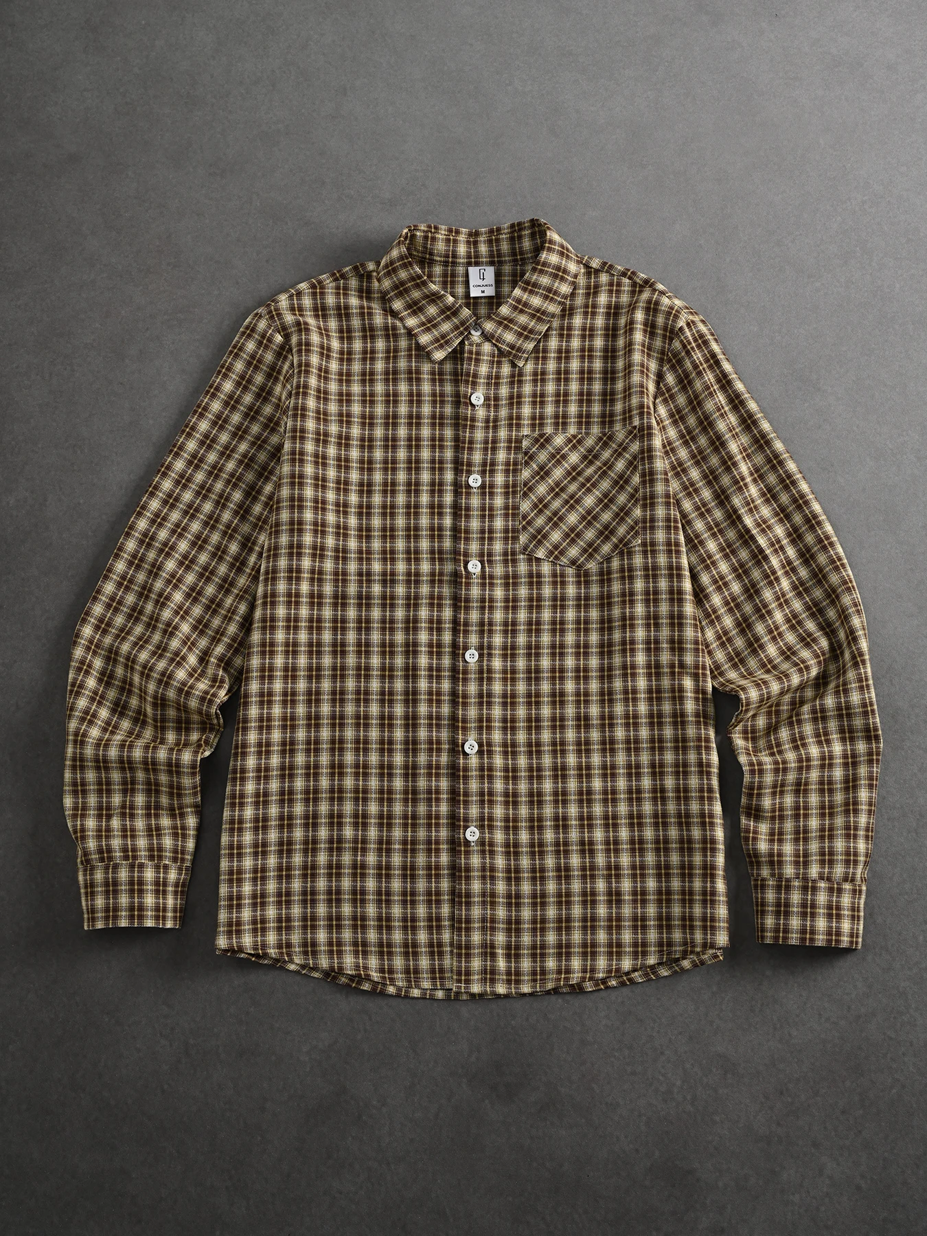 Men's Clothing, Men's Ready-To-Wear Plaid Collared Shirt, Breathable Fabric, Men's Casual Wear, Everyday Casual Button-Down Shirt