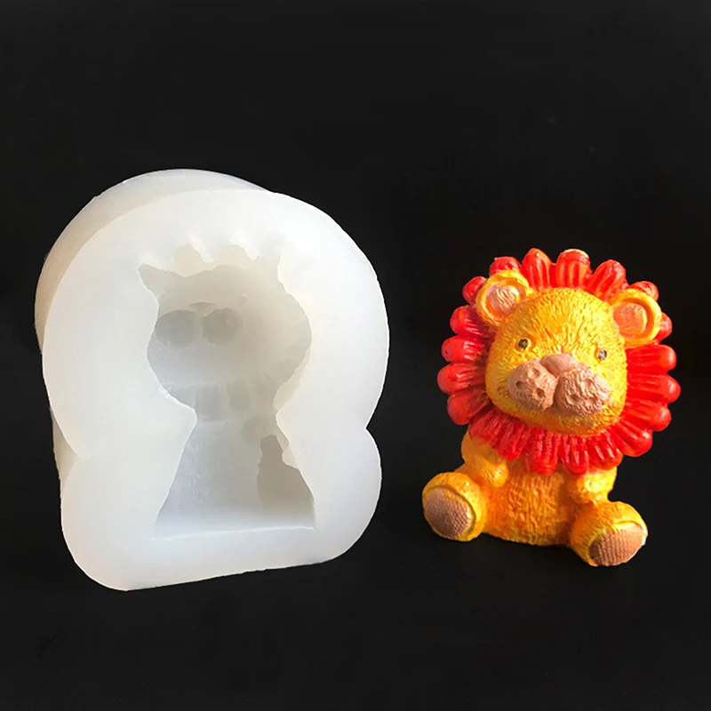 Cartoon Lion Silicone Mold DIY Aromatherapy Gypsum Candle Mold Handmade Soap Making 3D Home Decoration Candle Holder Mold