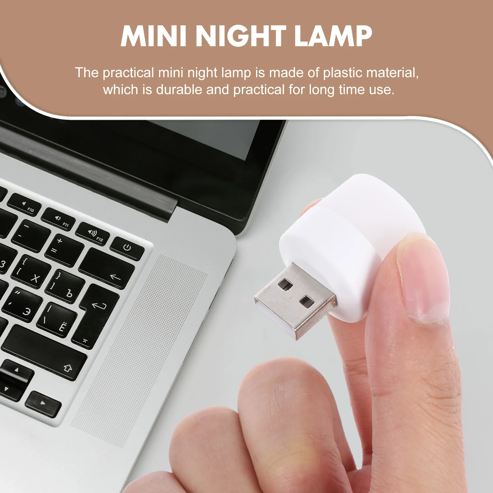 

10 Pcs Portable LED Night Light Usb Car Interior Atmosphere Lights Laptop Ambient Lighting for Plastic Mini Lamp Travel