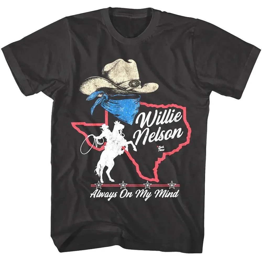 Willie Nelson Texas Always On My Mind Men's T-Shirt Summer Men's and Women's Loose and Breathable T-shirt Top