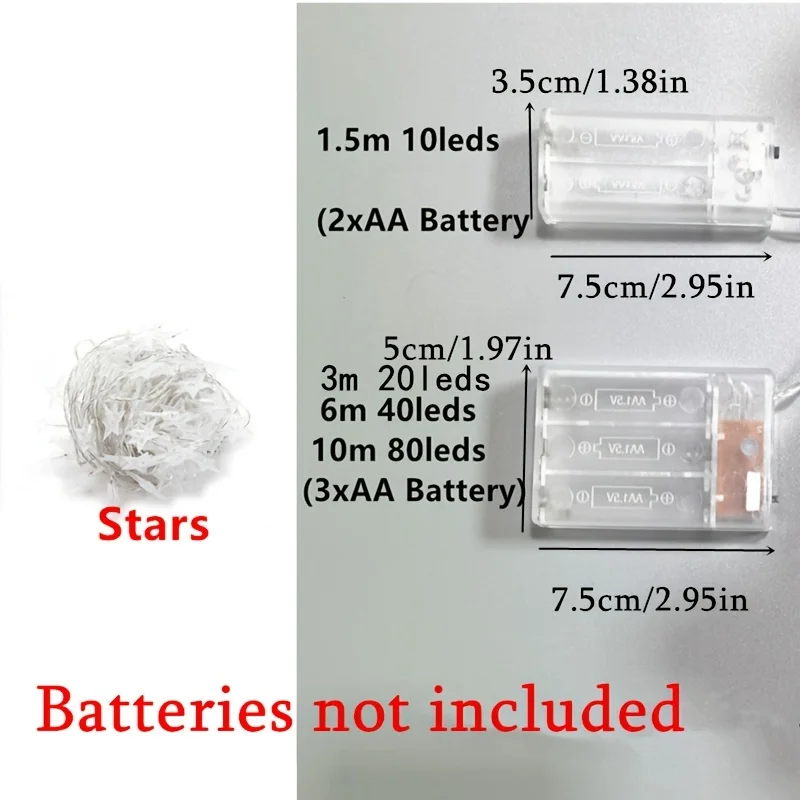 1.5m/3m/6m/10m LED Star String Lights Christmas Garland AA Battery Powered Wedding Party Curtain String Fairy Lamps For Home