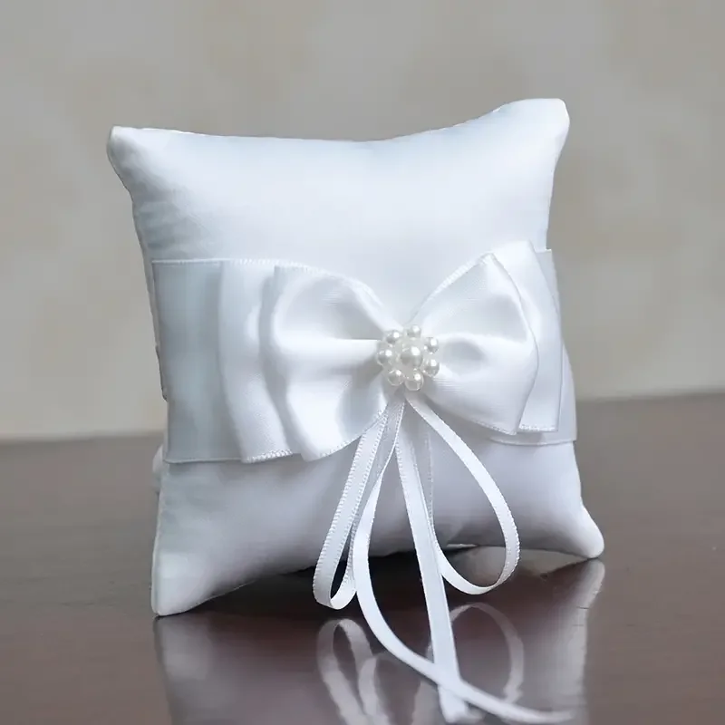 1 Pcs Bow Pearl Ring Bearer Pillow: Romantic Wedding Décor & Gift Set