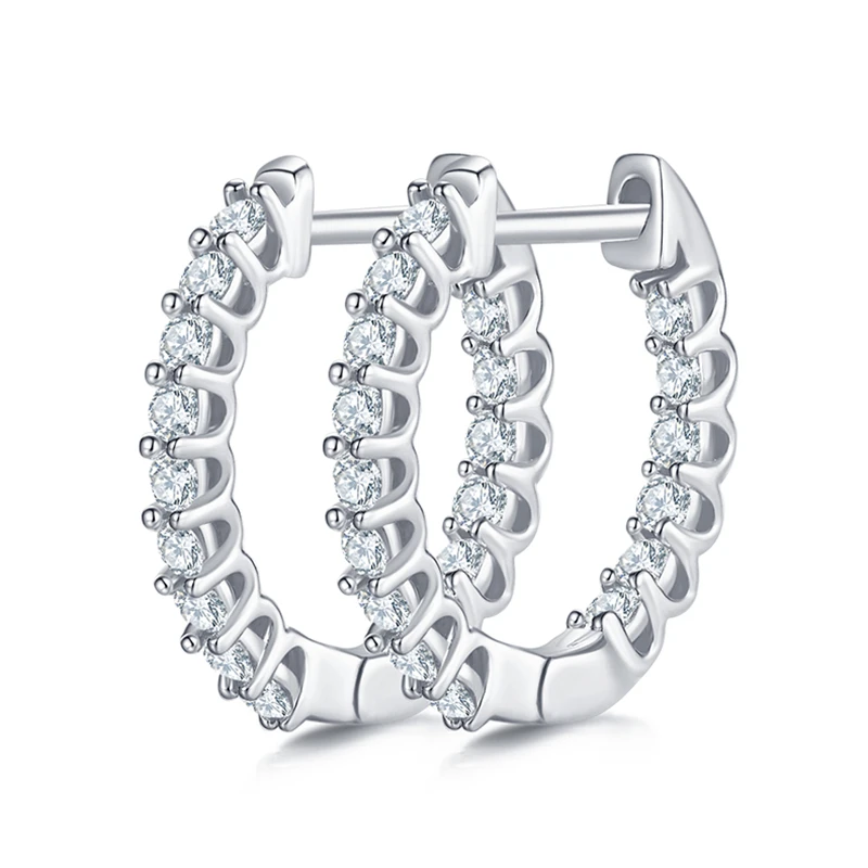 

Серьги-кольца женские из серебра 925 пробы с муассанитом, 18 к