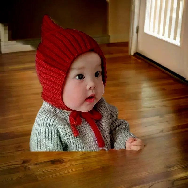 

Kids' Stylish Tip Hat For Winter; Baby's Knitted Ear Guard; Great For Photoshoot Accessory.