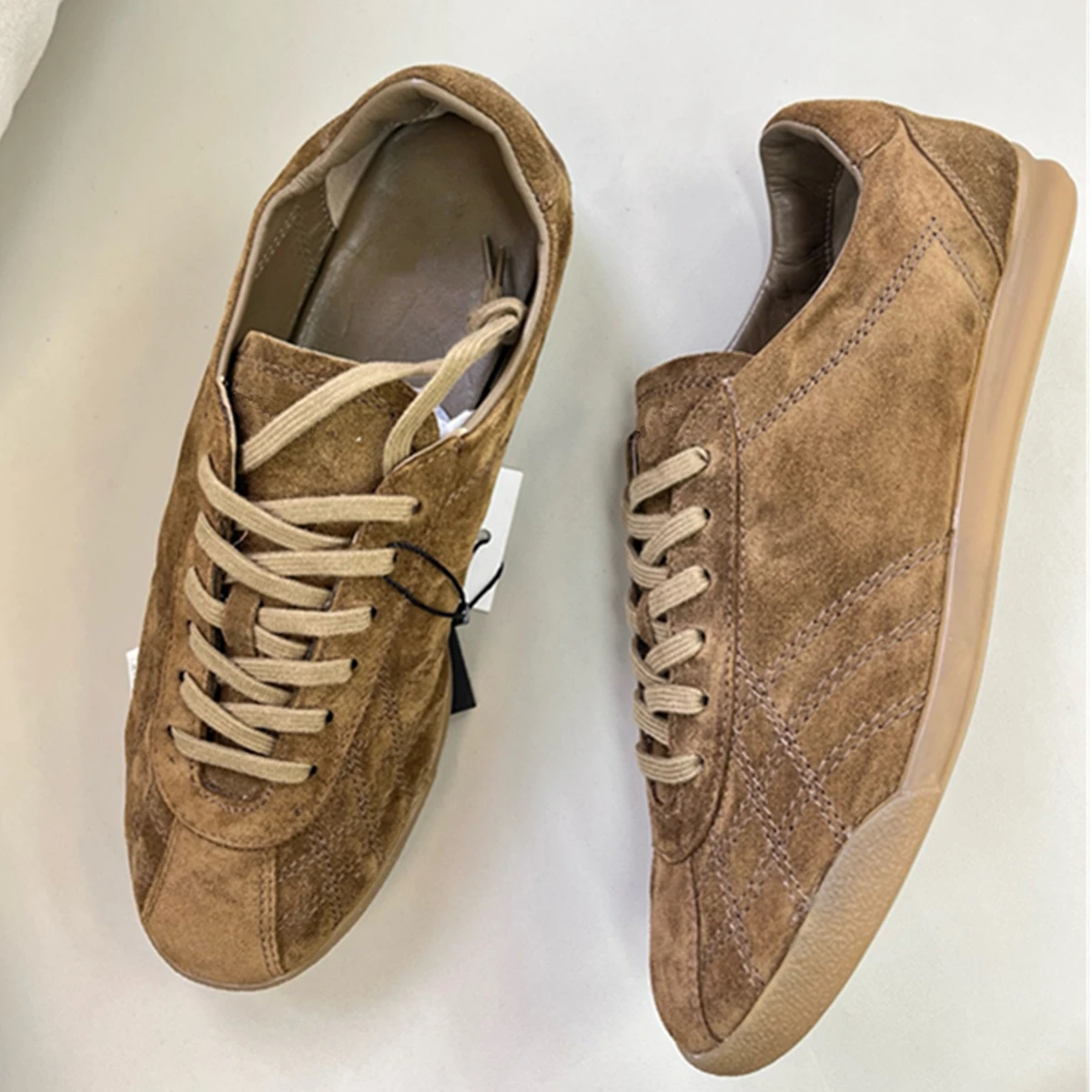 

Jenny&Dave Nordic Minimalist Brown Cow Suede Training Shoes Genuine Leather Comfortable Breathable Lightweight Sneakers Shoes Wo