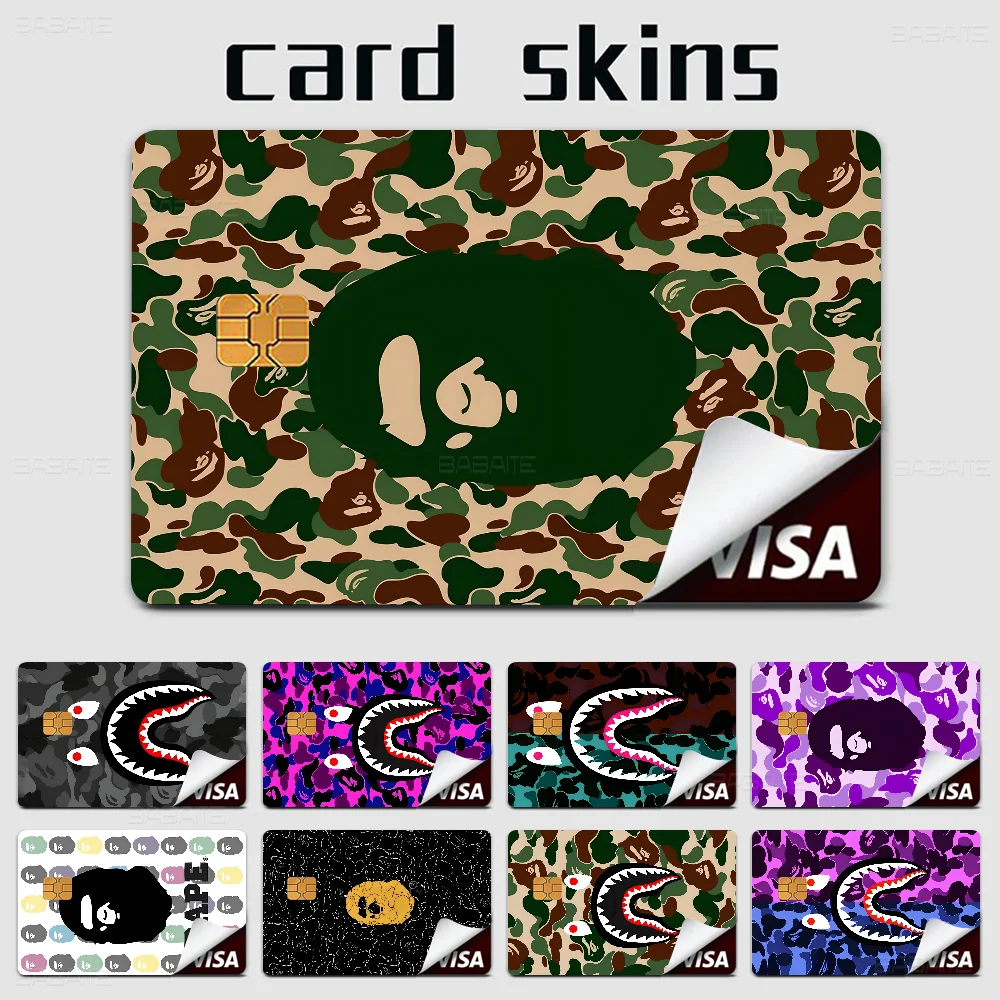 1PC Shark Head B-BAPE Anmie Sticker Film Skin Cover For Credit Card Debit Bank Card Front