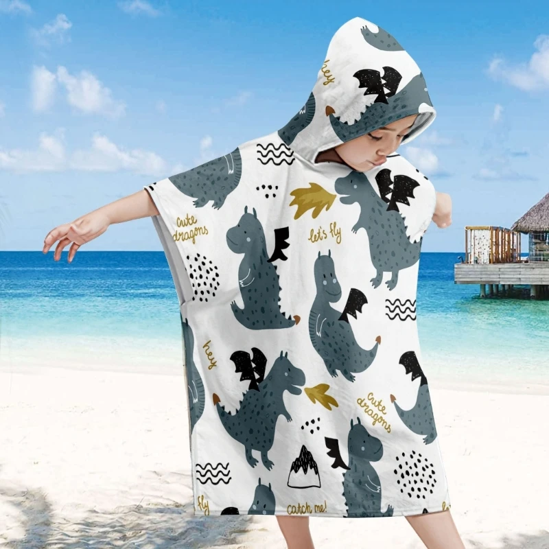 Hooded Towel for Kids Kids Poncho Towel Hooded Beach Towel Swimming Bath Towel