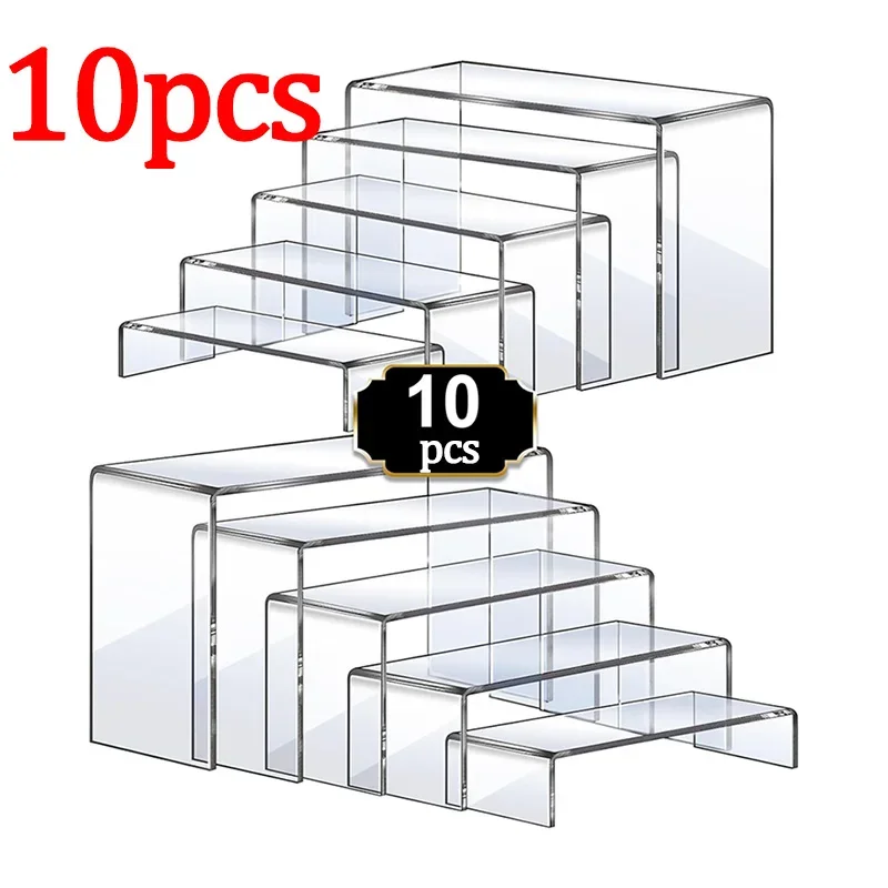 Acrylic Risers Display Stands Clear Rectangular Risers for Handmade Doll Perfume Decor Cupcake Shoe Display Storage Holders