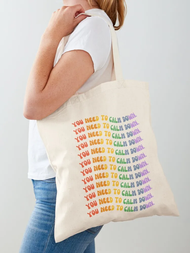 You Need To Calm Down Rainbow Black Tote Bag Canvas sacs de shopping Canvas Tote Bag