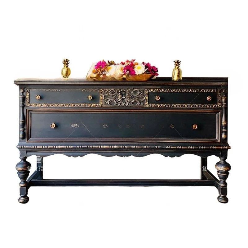 خزانة مدخل على شكل زهرة من الخشب الصلب الفرنسي القديم، خزانة مدخل خزانة مزخرفة أمريكية قديمة #5