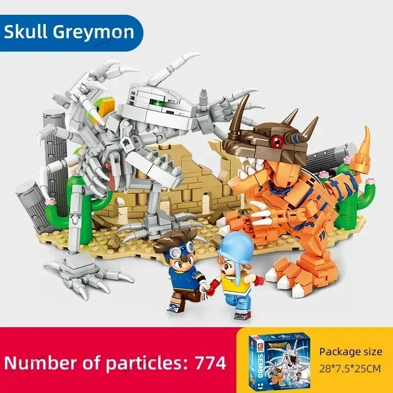 NIEUW BLOK Digimon Assembleren van bouwstenen Battle Greymon Agumon Speelgoed Anime Ornamenten Model Kindervakantiecadeau