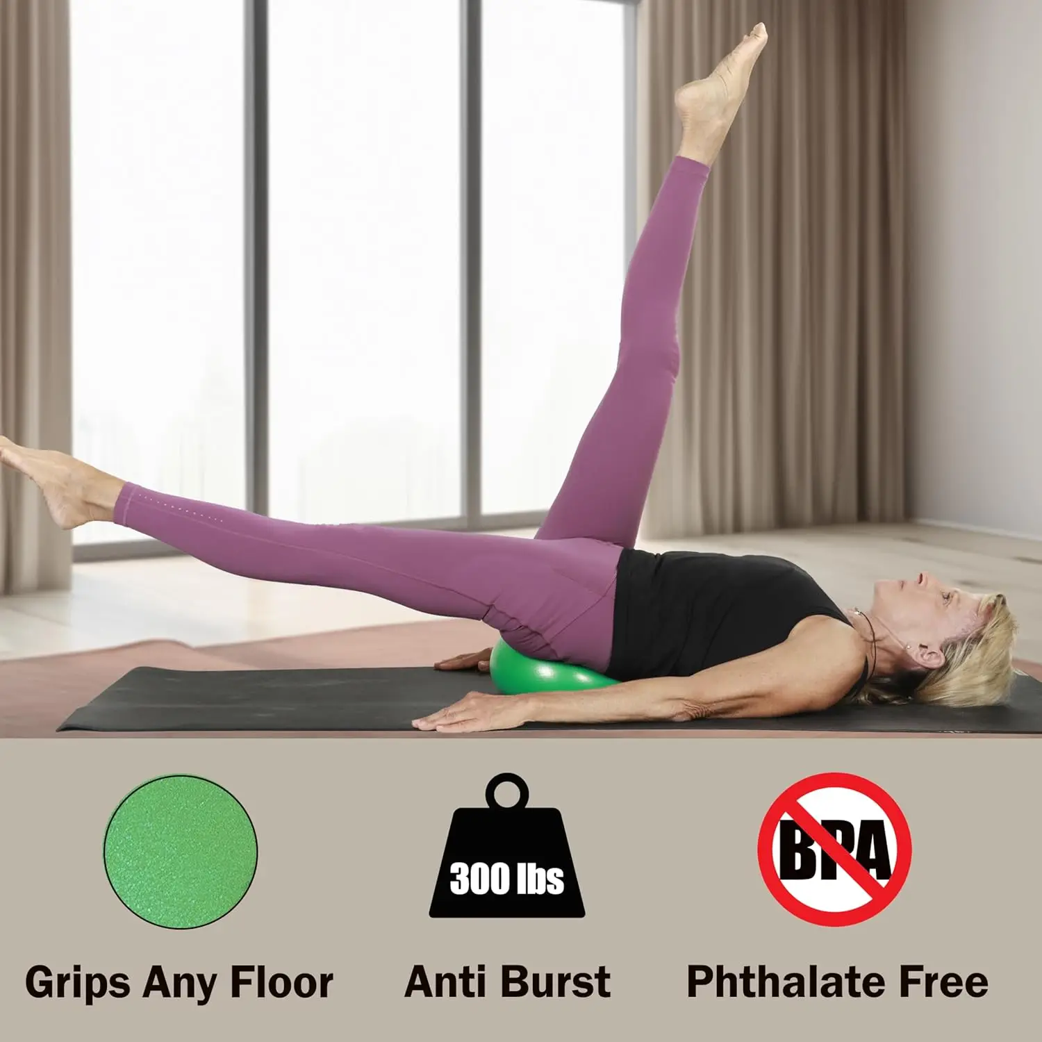 مجموعة النادي الرسمية (مجموعة من 25، أرجواني)، كرة بيلاتيس ناعمة أصلية مقاس 9 بوصة، كرة تمرين صغيرة للبار، اليوغا، الاستقرار، أبس كور،