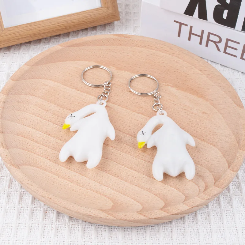 UV Color Changing Mini Roast Duck Keychain Pendant Glow At Night Roast Duck Keychain Ornament Car Rearview Mirror Handbag