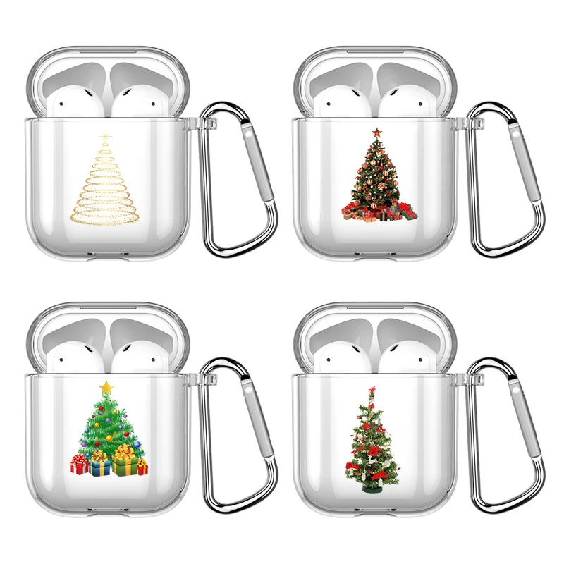 Christmas Tree New Year Silicone Case For Apple Airpods 1 or 2 Shockproof For AirPods 3 Pro Pro2 Transparent Earphone Protector