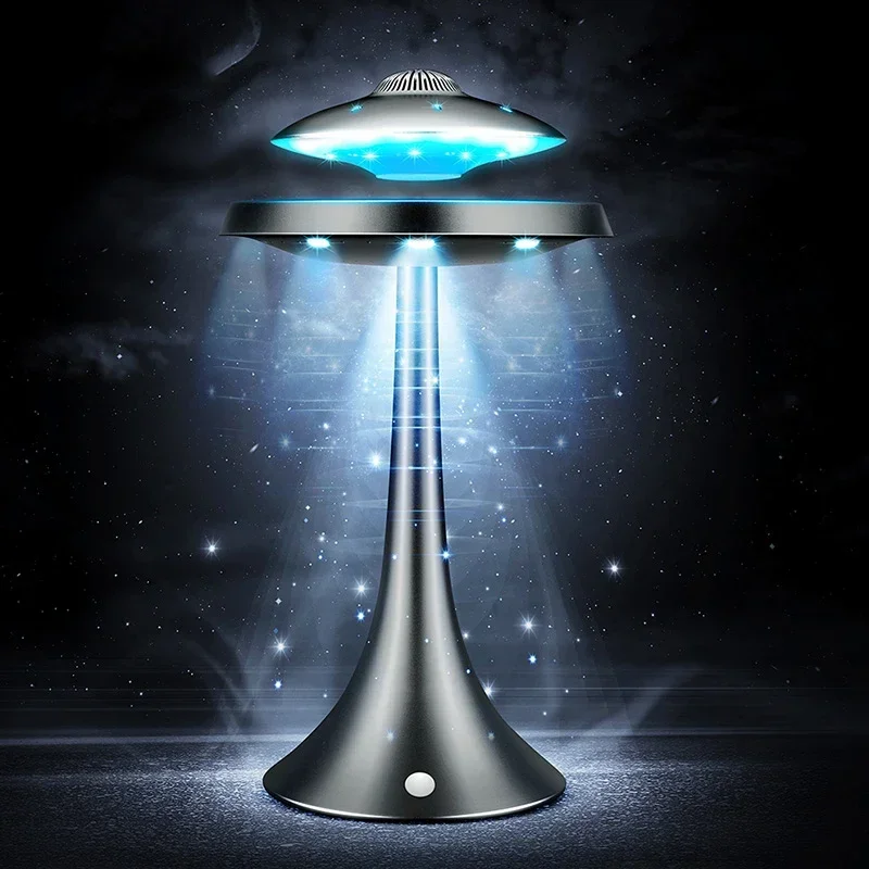 HCNT Levitating Speaker Rotating Floating UFO Speaker  Music Player with RGB Color Table Lamp