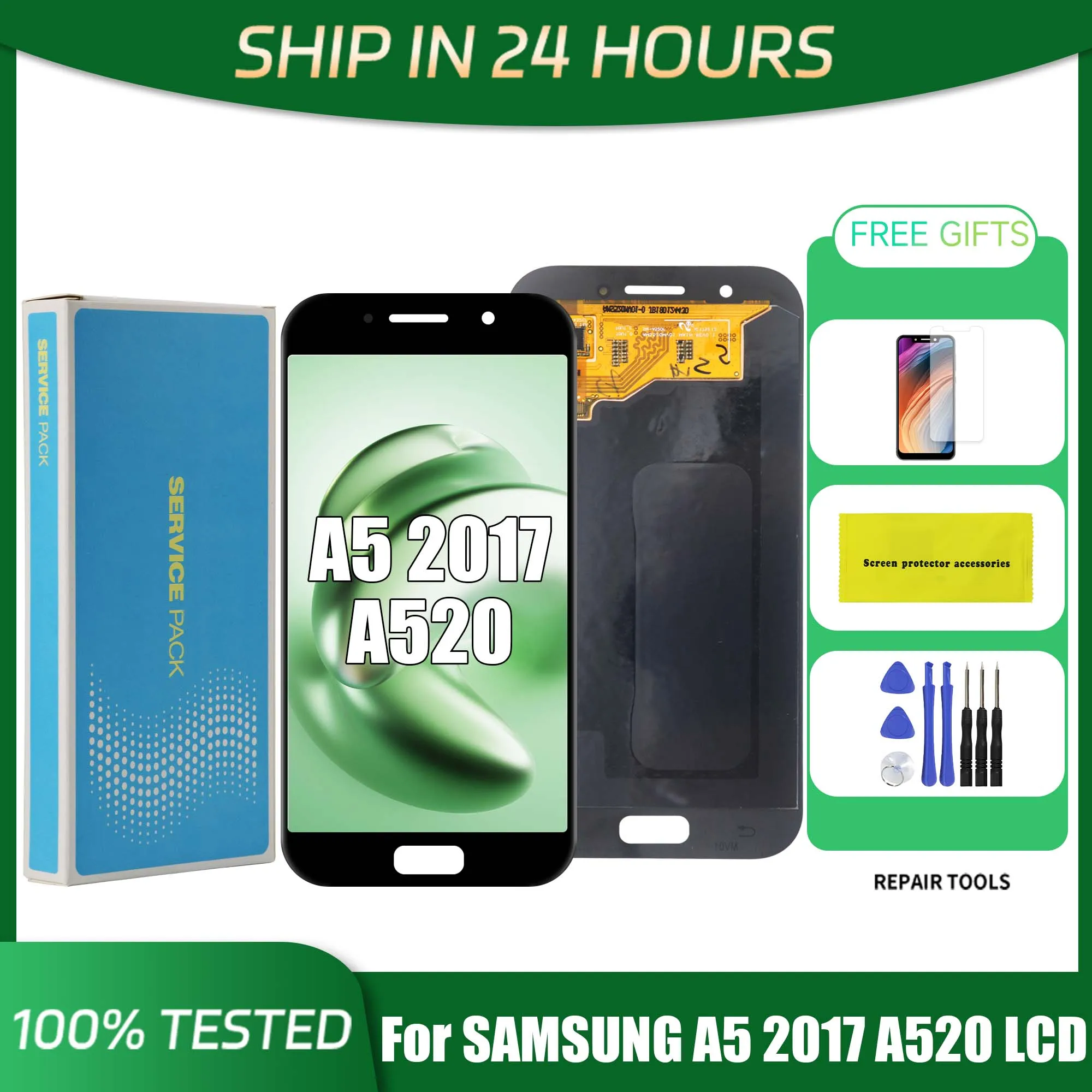 A5 2015 2016 2017 5.2\'\'For Samsung 5.0\'\'For A500 A510 A520 LCD Display Touch Screen Digitizer Assembly Replacement