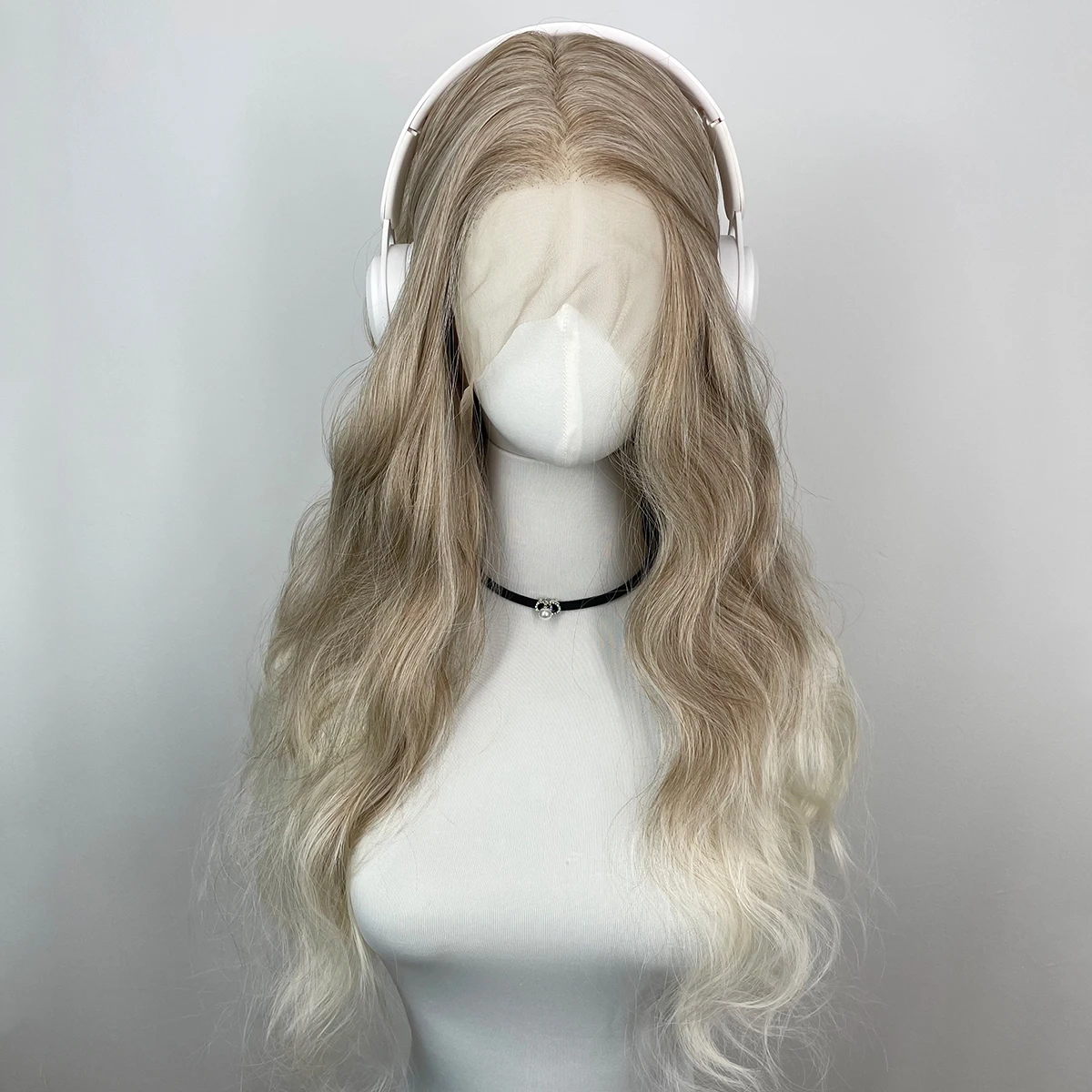 Blonde Highlight 13x4 Synthetic Lace Front Wig for Women Natural Wave Wig 24 Inch Long Wavy Lace Front Wig Glueless 150% Density