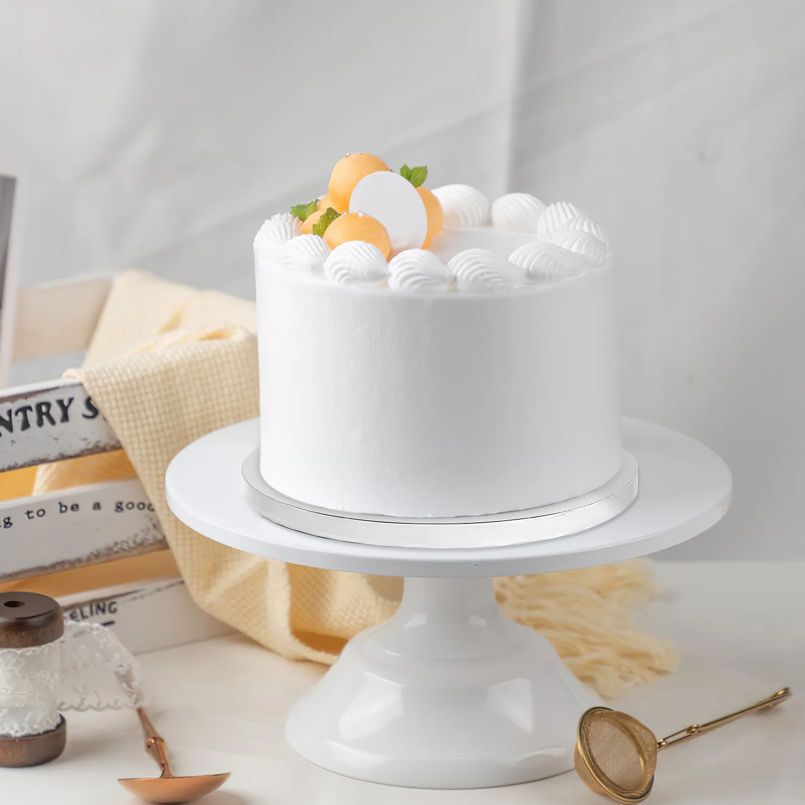 

10 pcs Round Boards 10'' Paper Drums Sturdy Non-Stick Coated Cake Base Boards For Wedding Baking Large Cakes Cake Display Tools