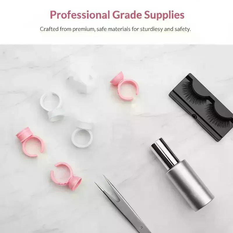100PCS Disposable Lash Extension Glue Holder Rings Plastic Tattoo Pigment Palette for Travel Beauty Makeup Use