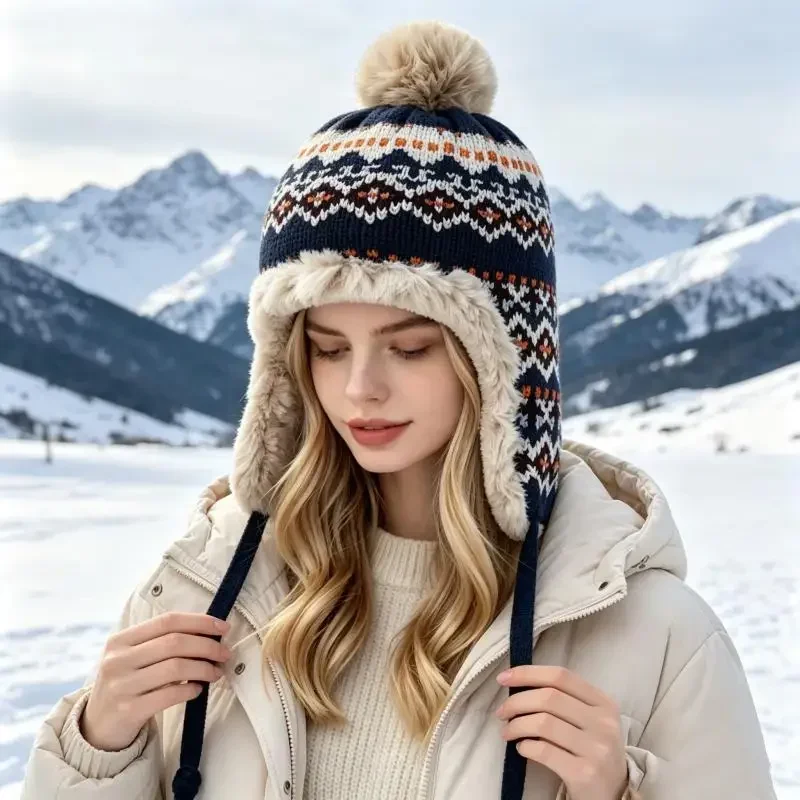 2026 Comfortable Korean Winter Faux Rabbit Fur Hats for Women Warm Short Flush Outdoor Bomber Hats Thick Velvet Cute Women Caps