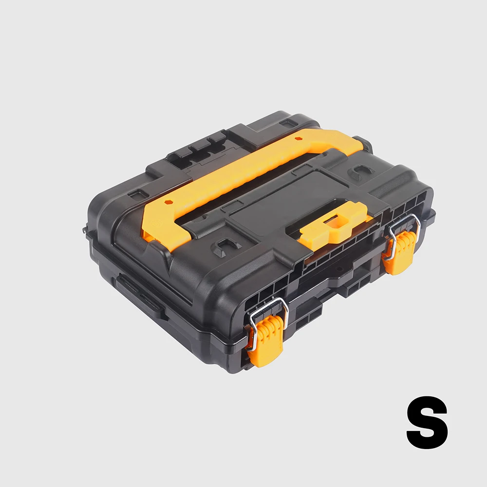 Heavy Duty Stackable Tool case with Metal Locking Latches, Ergonomic Pulling Handle & Big Wheels