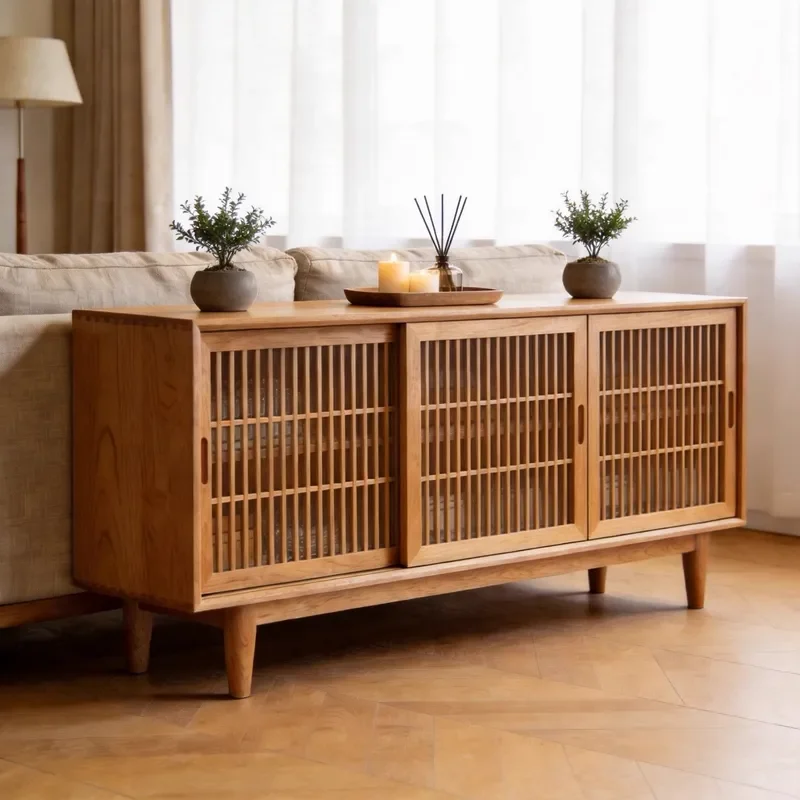Medieval Solid Wood Porch Cabinet Decorative Sofa Backer Household Locker Storage Dining Sideboard Against Wall Furniture