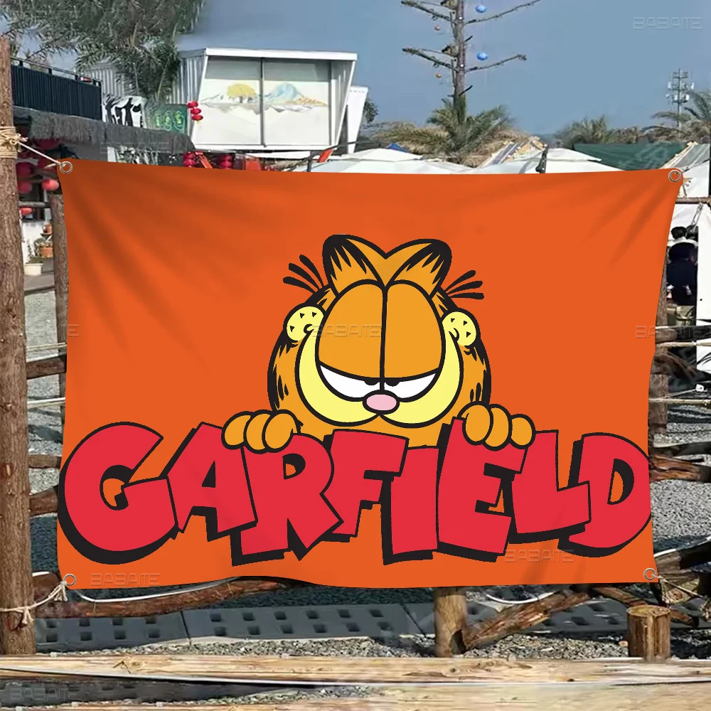 Cute Cat-G-Garfields Large Size Flags Printing Patterns Interesting Birthday Party Decorations Banner