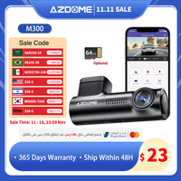 AZDOME 1296P Front Dash Cam M300 Car DVR Front Camera WiFi APP Control Hidden Car Video Recorder Loop Recording 24H Parking Mode