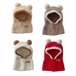 N80c inverno 2 1 chapéu bebê cachecol infantil gorro desenho animado pom pom boné aquecedor pescoço