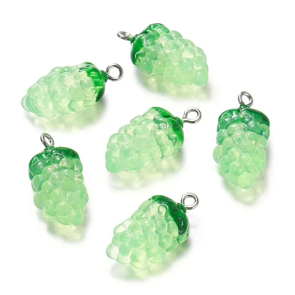 10Pcs 12x23mm Simulation Grape Fruit Resin Charms Pendants Jewelry Making Parts For DIY Earrings Necklaces Keychains
