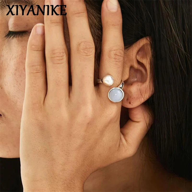 XIYANIKE Vintage Minimalist Stone Adjustable Finger Rings For Women Lady Elegant Fashion New Jewelry Gift Party Holiday Kольцо