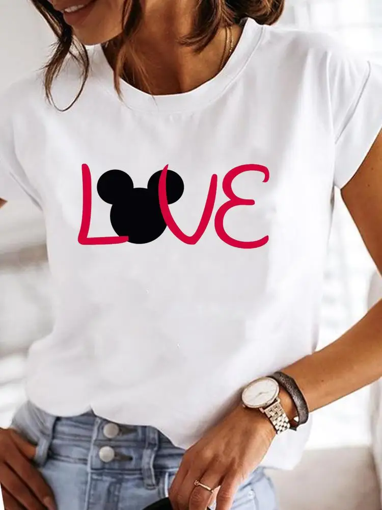 Cartoon Top Clothing Disney Mickey Mouse Clothes Tee Women Female 90s Sweet Cute Printed Fashion Lady Casual Graphic T-shirts
