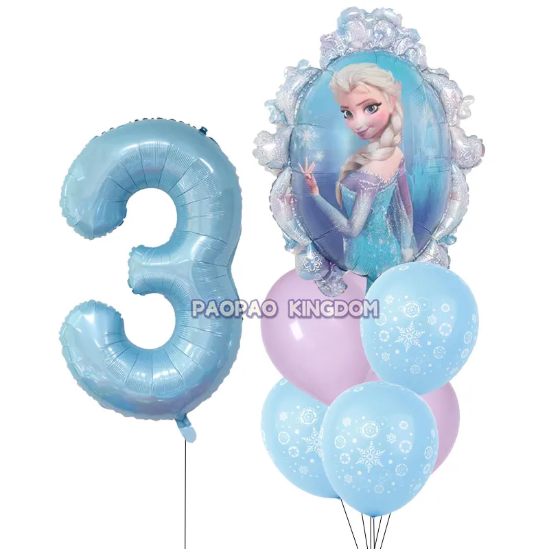 Frozen Birthday Party Decorations Kids Disney Elsa Anna Cartoon Snow Queen Princess Foil Balloons Air Inflatable Globos