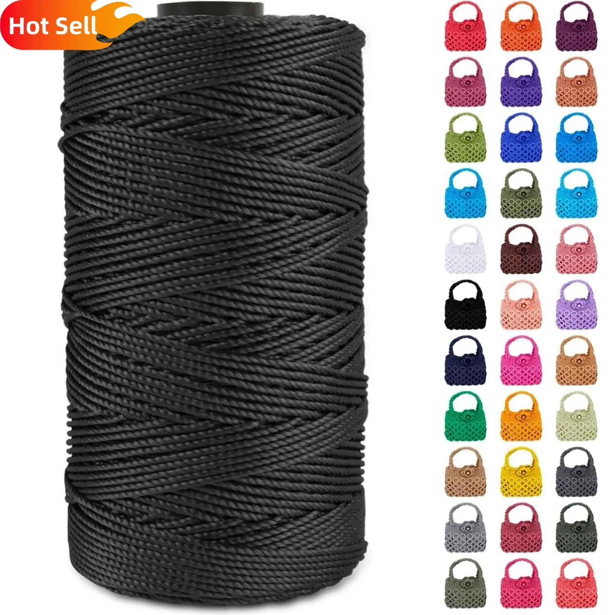 Nuevo hilo de ganchillo de verano, hilo para manualidades DIY, hilo artístico de seda helada, 1,5mm, 200m, hilo de polipropileno para sombrero, muñeca, bolsas de costura, ganchillo