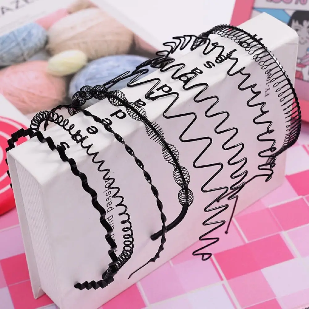 크로스 웨이브 모양 머리띠 더블 레이어 스프링 모양 얇은 금속 헤어 후프 헤어 액세서리 머리 장식 남성 헤어 밴드 여성/소녀